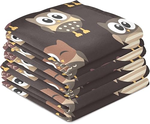 Miniatura 4 de Owls - Toallas de cocina marrones, 18 x 28 pulgadas, paños de cocina súper suaves y absorbentes para lavar platos, paquete de 4 toallas de mano