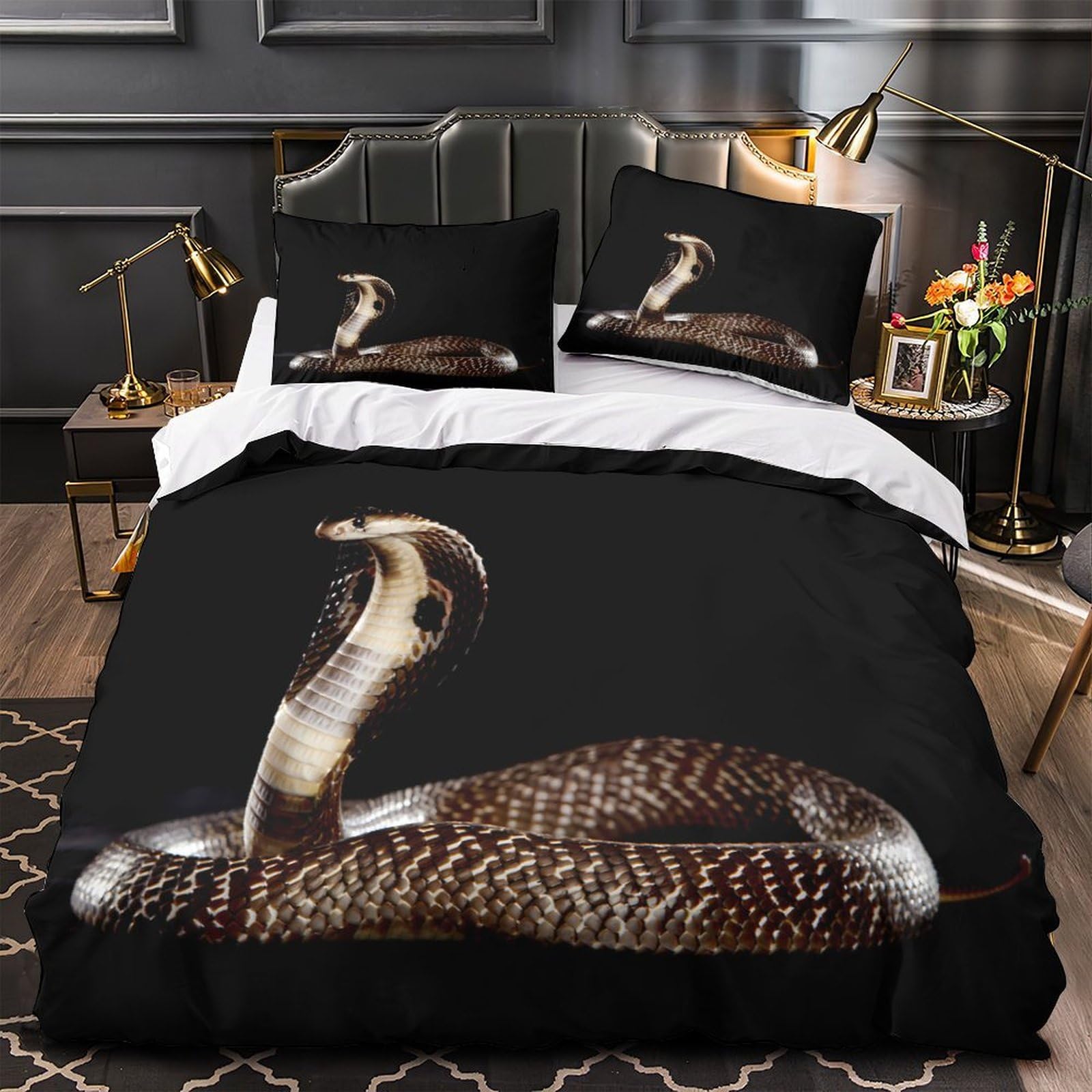 Housse de couette serpent 135x200 microfibre respirante et douce 3D