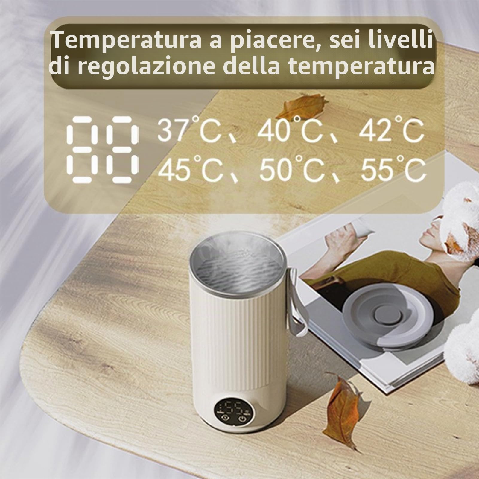 Bollitore Elettrico Portatile da Viaggio 400ML,USB Ricaricabile in Acciaio Inossidabile Caldaia Ad Acqua Calda con Doppia Batteria 3000mAh