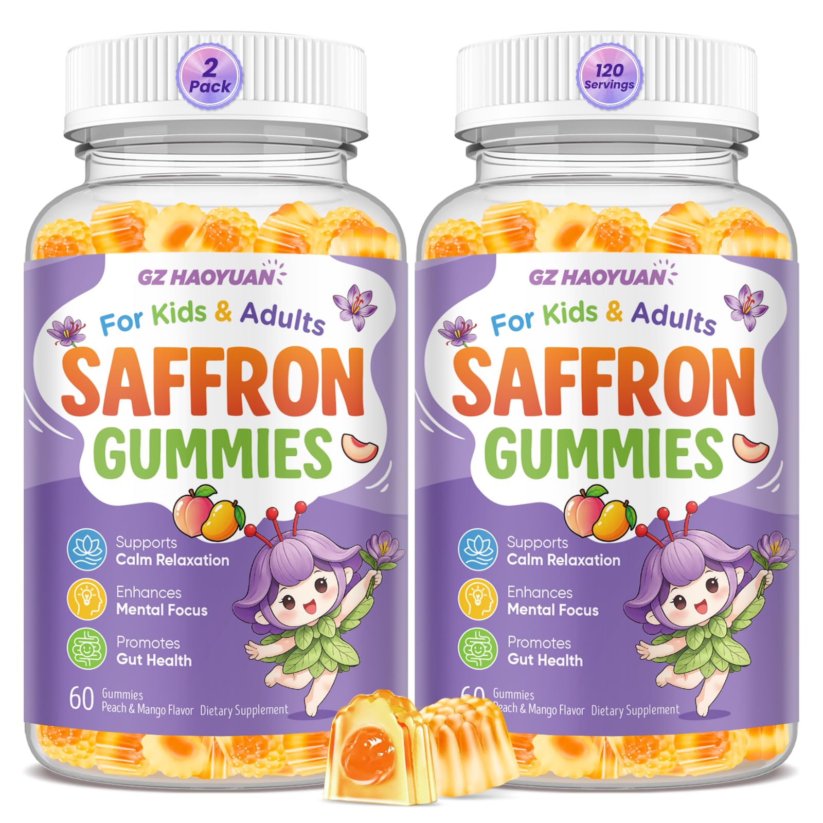 Saffron Gummies for Kids & Adults, 21-in-1 Saffron Supplements with 100mg Saffron Extract, L-Theanine, Magnesium, Omega-3, GABA, D3, B6, B12 & C, Supports Mood, Focus & Gut Health, Sugar-Free, Vegan — Amazon image 9