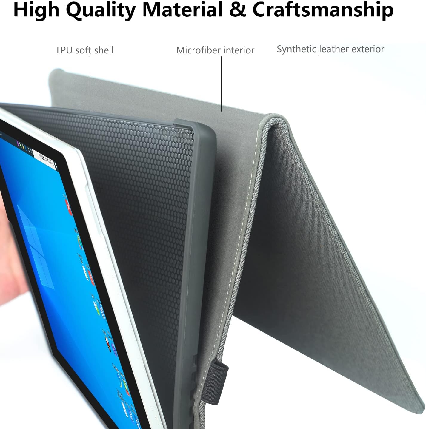 Megoo Surface Pro 9 Case for Microsoft Surface Pro 11/10/9 13", Multiple Angle Adjustment Folio Case Cover with Stylus Pen Holder Compatible with Type Cover Keyboard