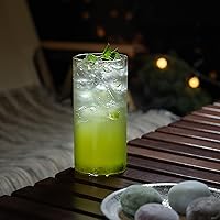 Vista 5 de LUXU Vasos para beber de 13 onzas, juego de 4 vasos altos finos, cristalería de bar elegante para agua, jugo, cerveza, bebidas y cócteles y bebidas