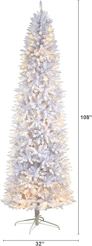 Miniatura 2 de Árbol de Navidad artificial blanco delgado de 9 pies con 600 luces LED blancas cálidas y 1860 ramas flexibles
