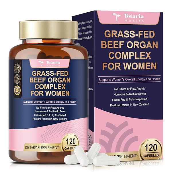 Beef Organ Supplement for Women - Beef Liver, Kidney, Heart,Uterus Tissue - Balance Hormones & Women's Overall Energy - Grass Fed, Pasture Raised - Natural Iron Supplement with Folate - 120 Capsules