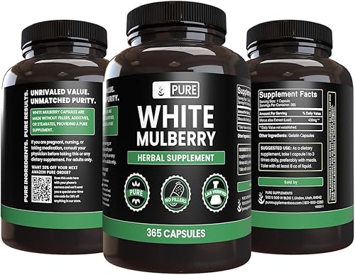 Miniatura 4 de Pure Original Ingredients Morera blanca (365 cápsulas) sin magnesio o rellenos de arroz, siempre puro, verificado por laboratorio