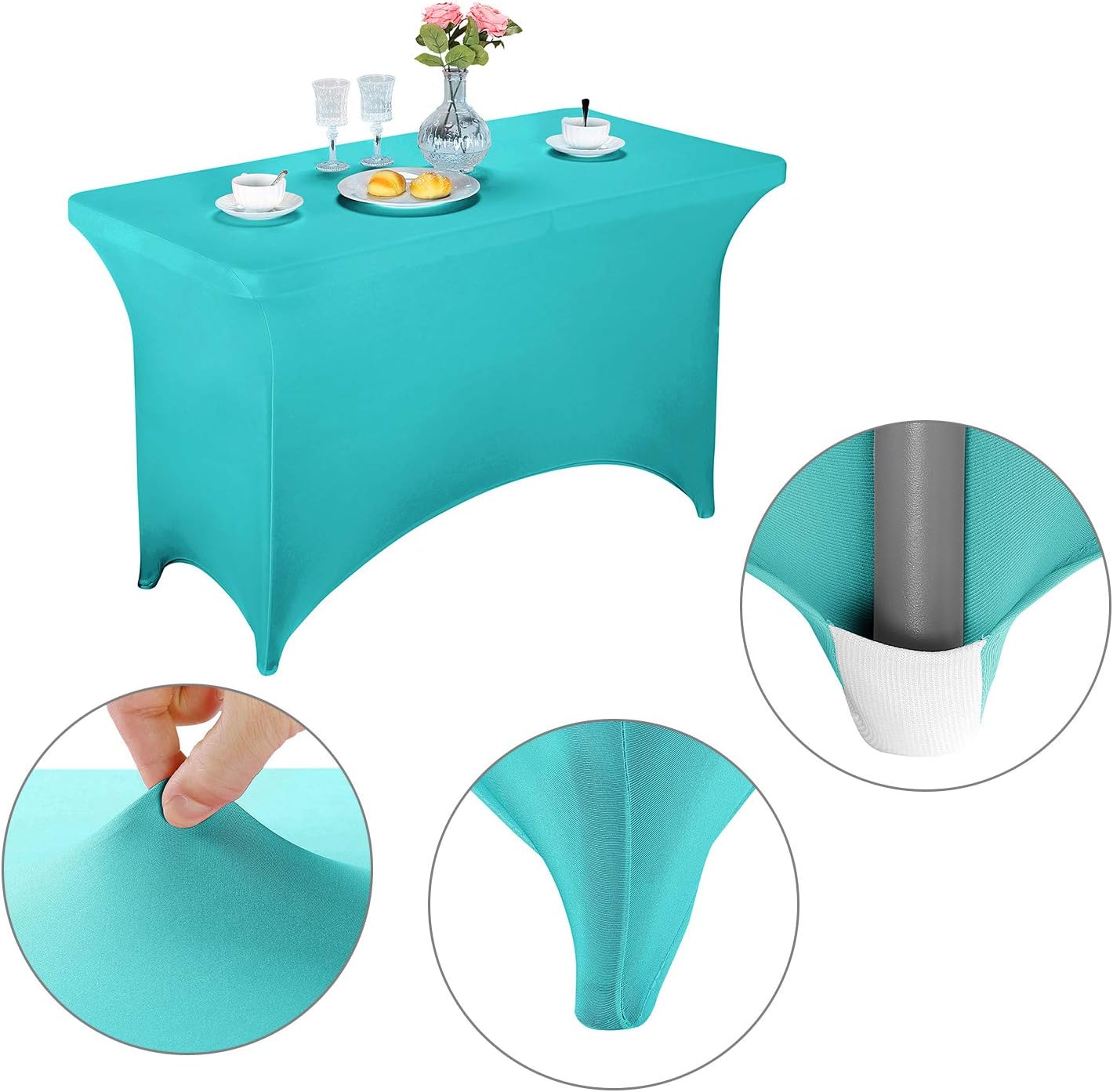 LZY Spandex Fitted Stretch Table Cover for 4ft or 6ft or 8ft Folding Table, Rectangular Cocktail Tablecloth, Perfect for Party or Banquet image 3