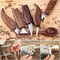 Vista 6 de Farady Juego de cuchillos de tallado de madera de nogal con detalle de cuchillo de madera, cuchillo de corte, cuchillo de gancho para principiantes