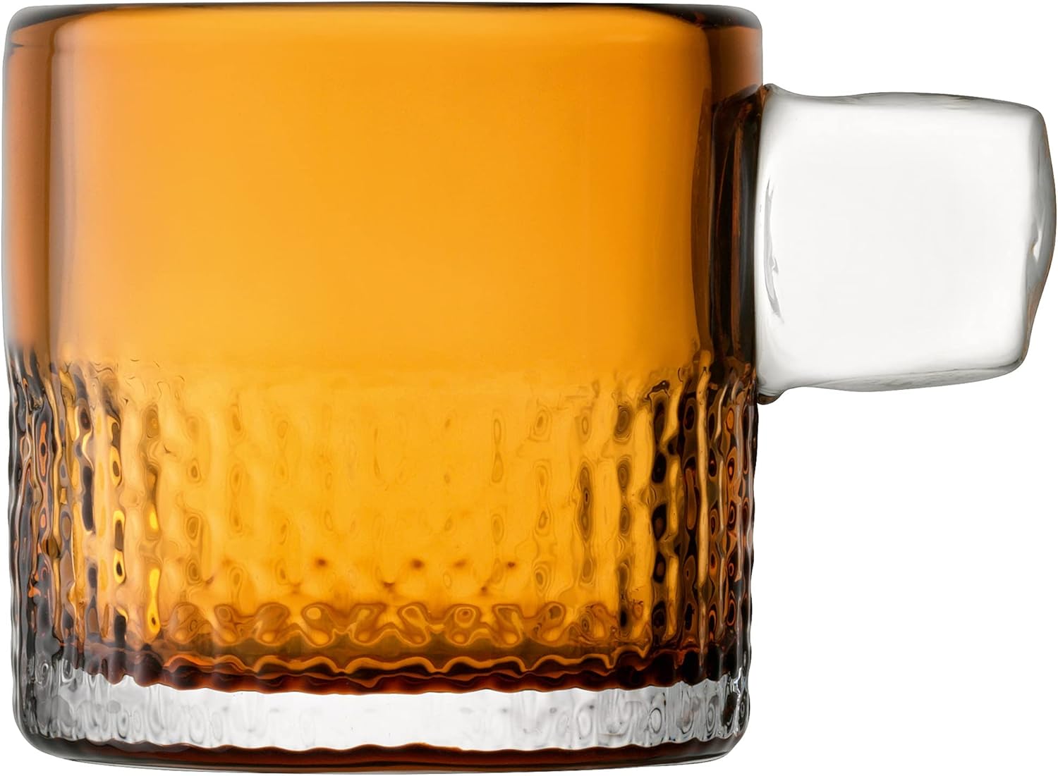 LSA International Handle Amber Tealight Holder 3.5”, Luxury Mouth Blown Glass Table Centerpiece Home Decoration with Candle and Textured Walls