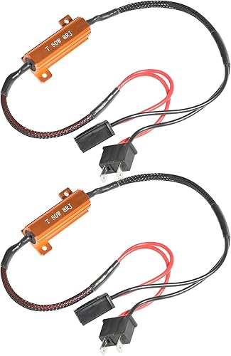 RACOONA Adaptador de arnés de relé de bombilla de faros delanteros de 50 W y 6 ohmios, decodificador de errores antiparpadeo, accesorios de