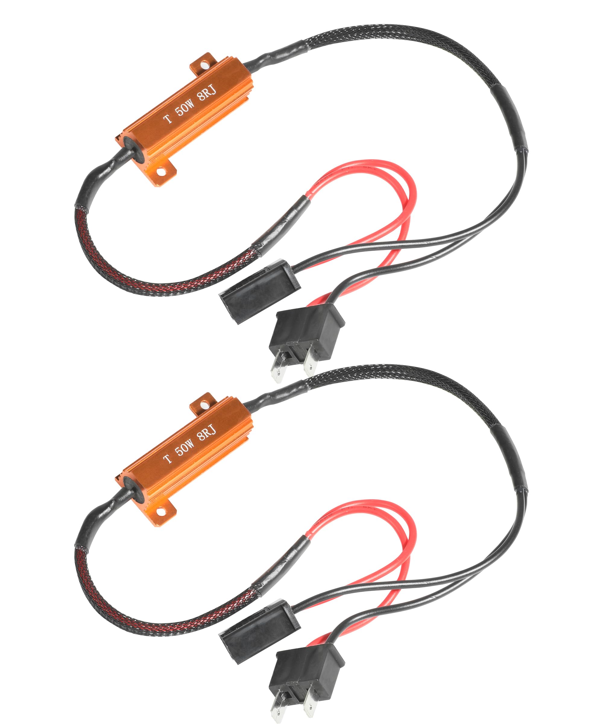 RACOONA 50W 6 Ohm Headlight Bulb Relay Harness Adapter Anti Flicker Error Decoder,Car Accessories HB4 9006 LED Load Resistor Kit for Fog Lights Daytime Running (H7)