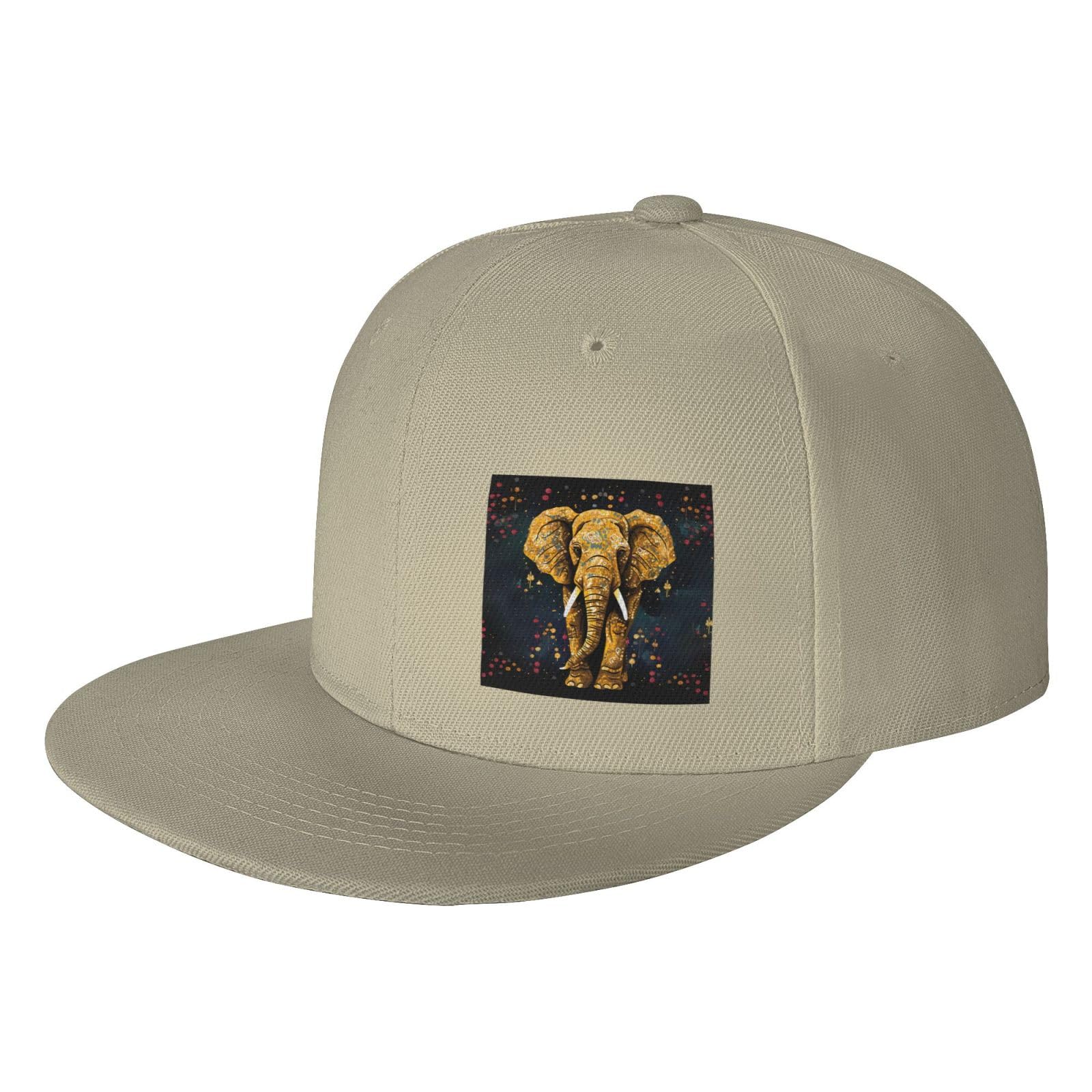 Unisex Baseball Caps,Flat Bill Brim Snapback Cap Abstract Elephant Trucker Dad Hats Adjustable Fashion Hip Hop Street Skateboard Hat