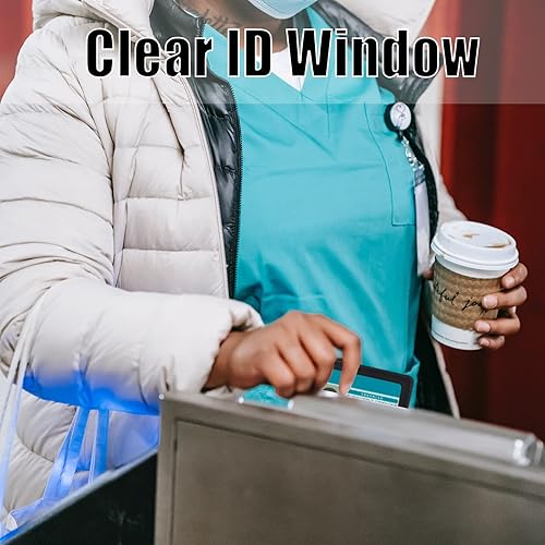 Miniatura 4 de Paquete de 3 soportes para tarjetas de identificación verticales con ventana transparente de doble cara, soporte transparente impermeable para