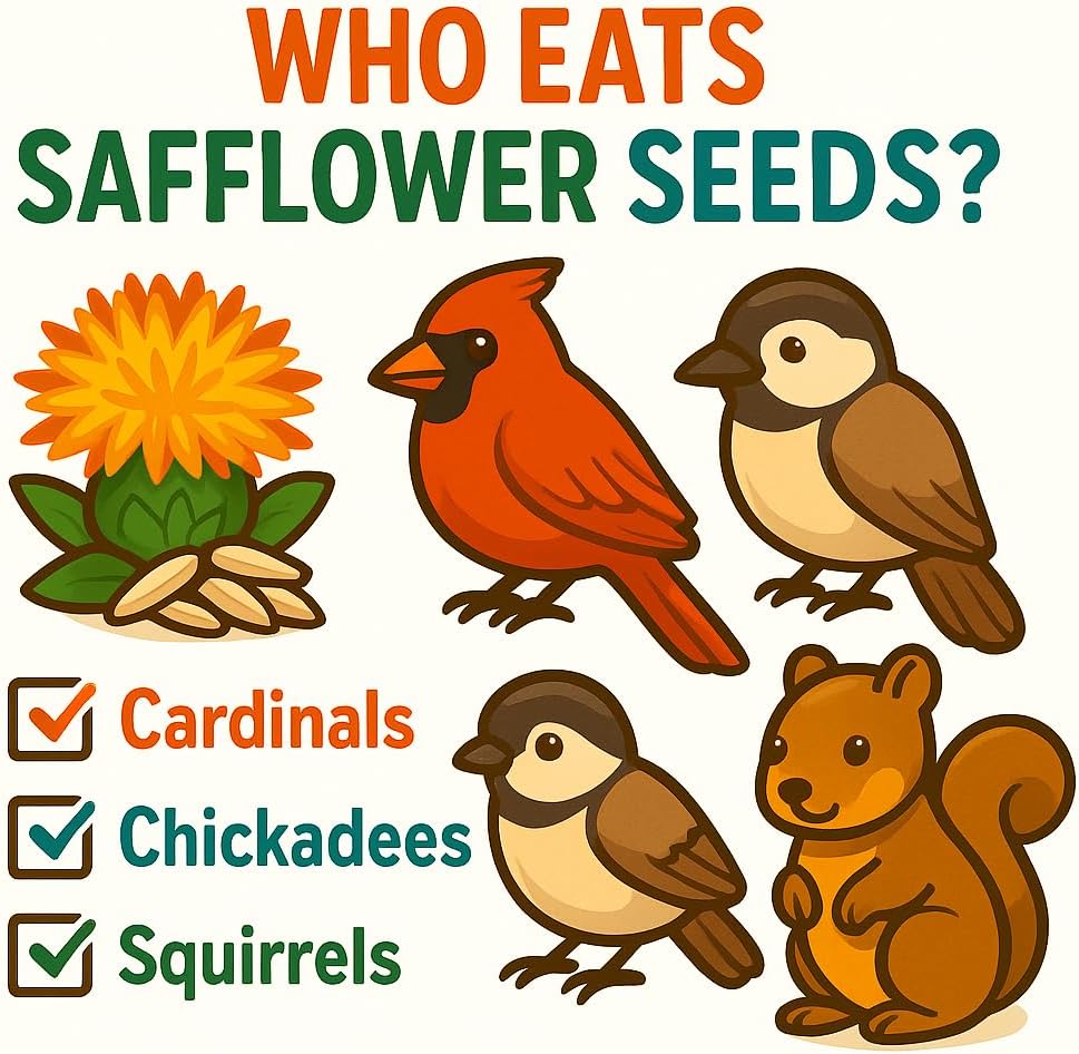 | USA Grown Wildlife Safflower Bird Seed, 10lb | Bird Seed Safflower Seed, Best Birdseed for Cardinals, Safflower Gold Parrot Food.