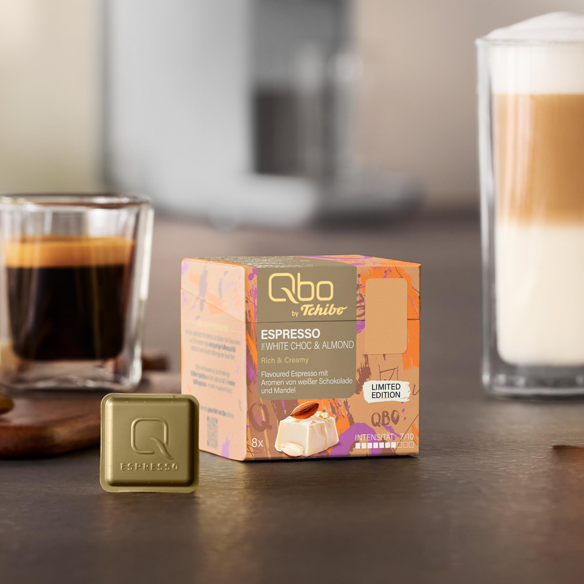 Tchibo Qbo Kaffeekapseln, Flavoured Espresso White Choc & Almond, 144 Stück