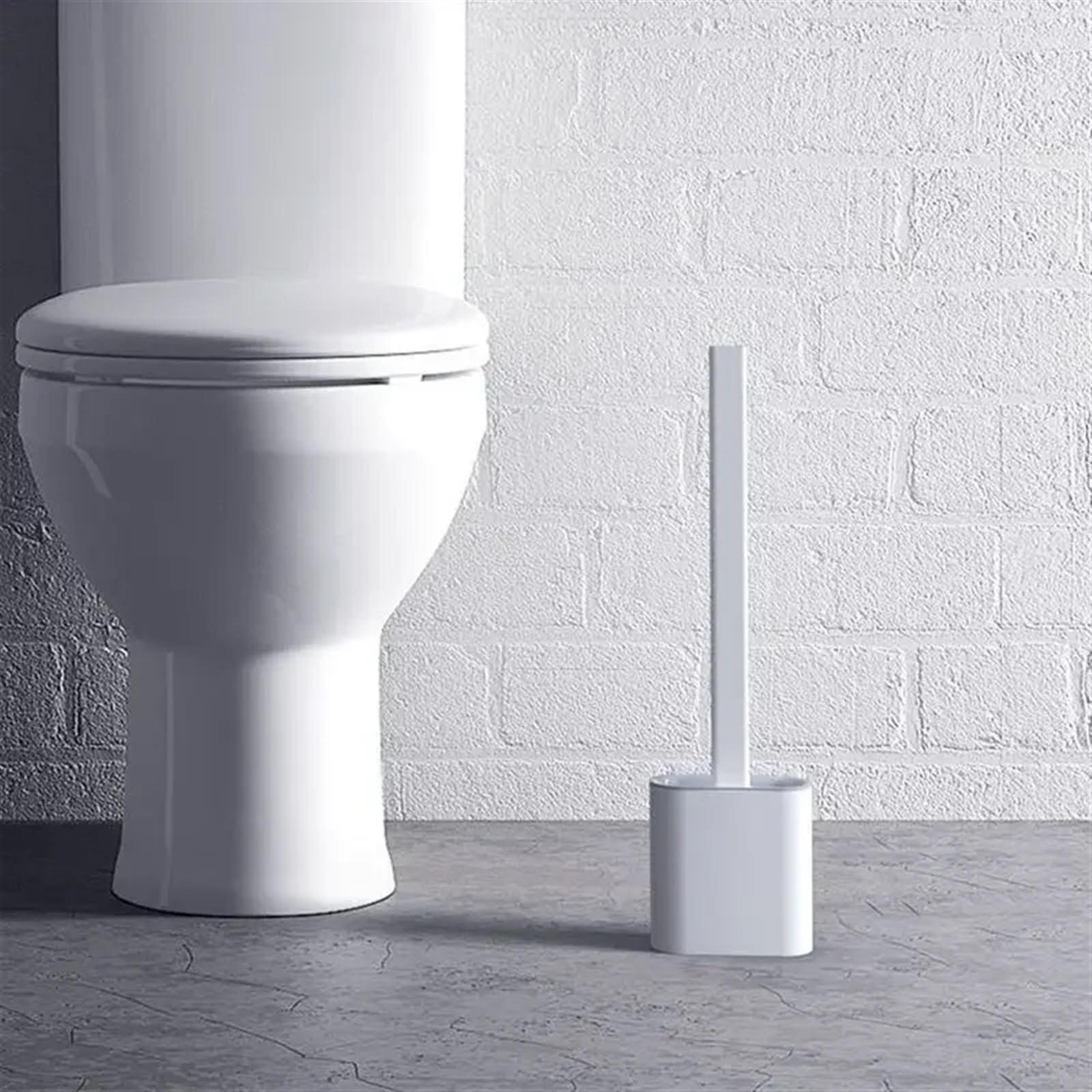 Cepillo de limpieza de inodoro, cepillo de cerdas suaves flexibles de cabeza plana con soporte, cepillo de inodoro, limpiador de Wc de silicona, herramienta de inodoro No muerto ( Size : Light Blue )