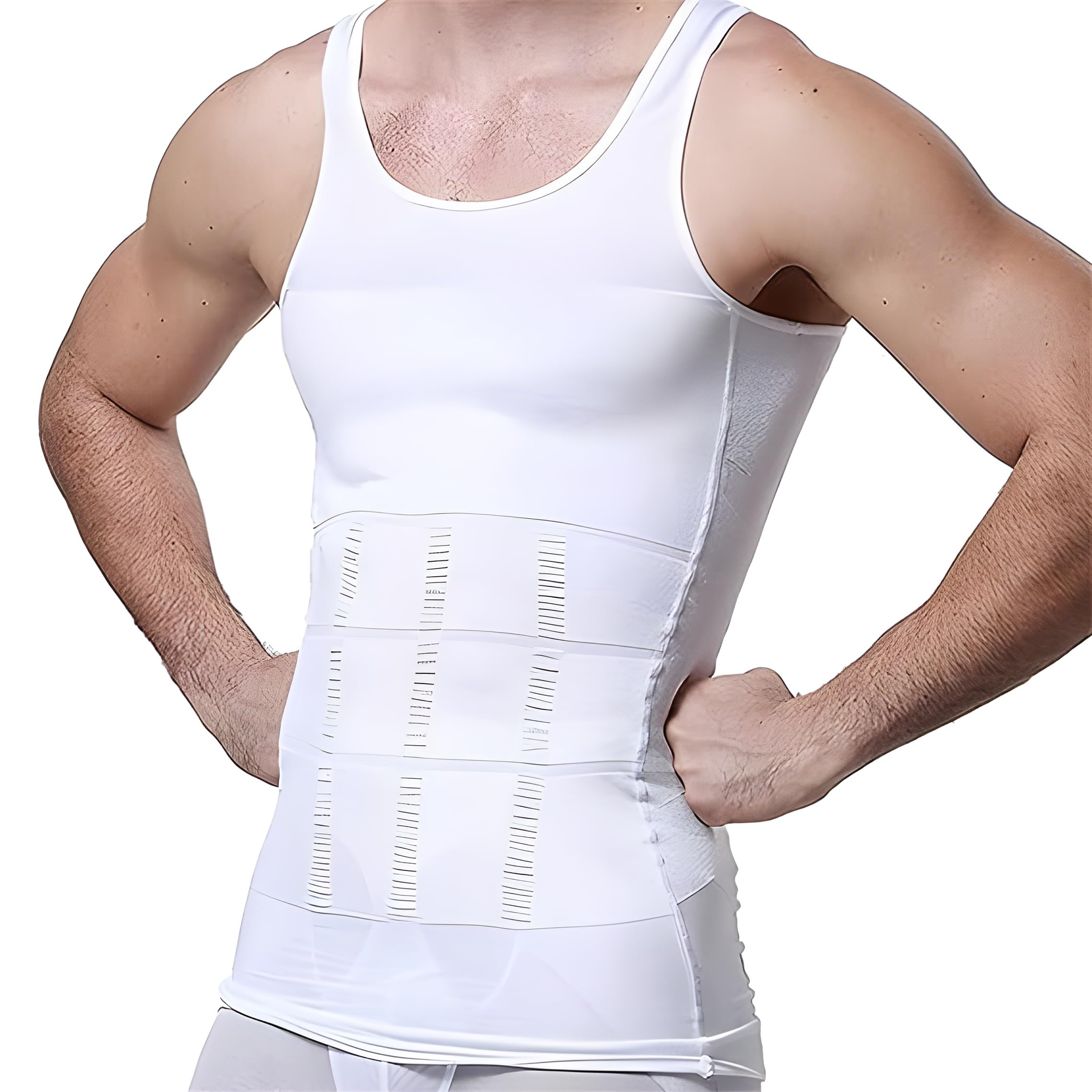 dancing panda ‘Body Sculpt’ Nylon & Elastane Men’s Shapewear Compression Innerwear Slimming Support Vest (Machine Wash) | Comfortable and Stretchy Body Shaper for Man Body Shaper Vests for Men White-picture-47
