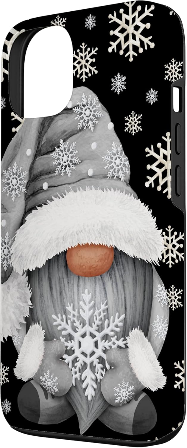 Cool Grey Goth Gnome With Cute Snowflake Pattern For Winter Case for iPhone 13
