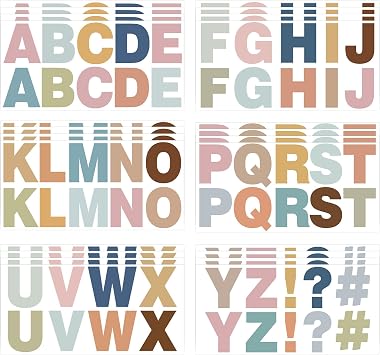 232 Pcs 24 Sheets Boho Bulletin Board Letters,2.4 Inch Letter Stickers Self, Large Alphabet Stickers, ABC Letters for Classroom Wall Window Door Home Decor.Boho 24