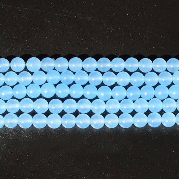 Perles Calcédoine d'aqua Bleus Teintées Rondes 8mm Pierre Semi Précieuse pour Bijoux Longueur 38cm environ 46 pcs - 2