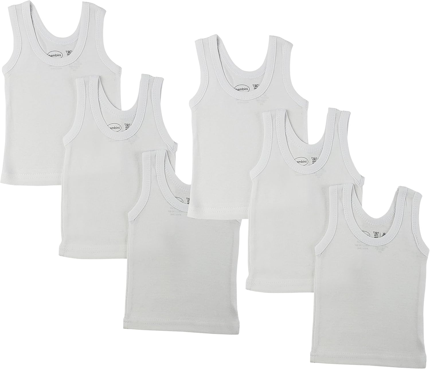 Paquete de 6 camisetas sin mangas para bebé, 100% algodón, camisetas de manga corta para niños y niñas, unisex