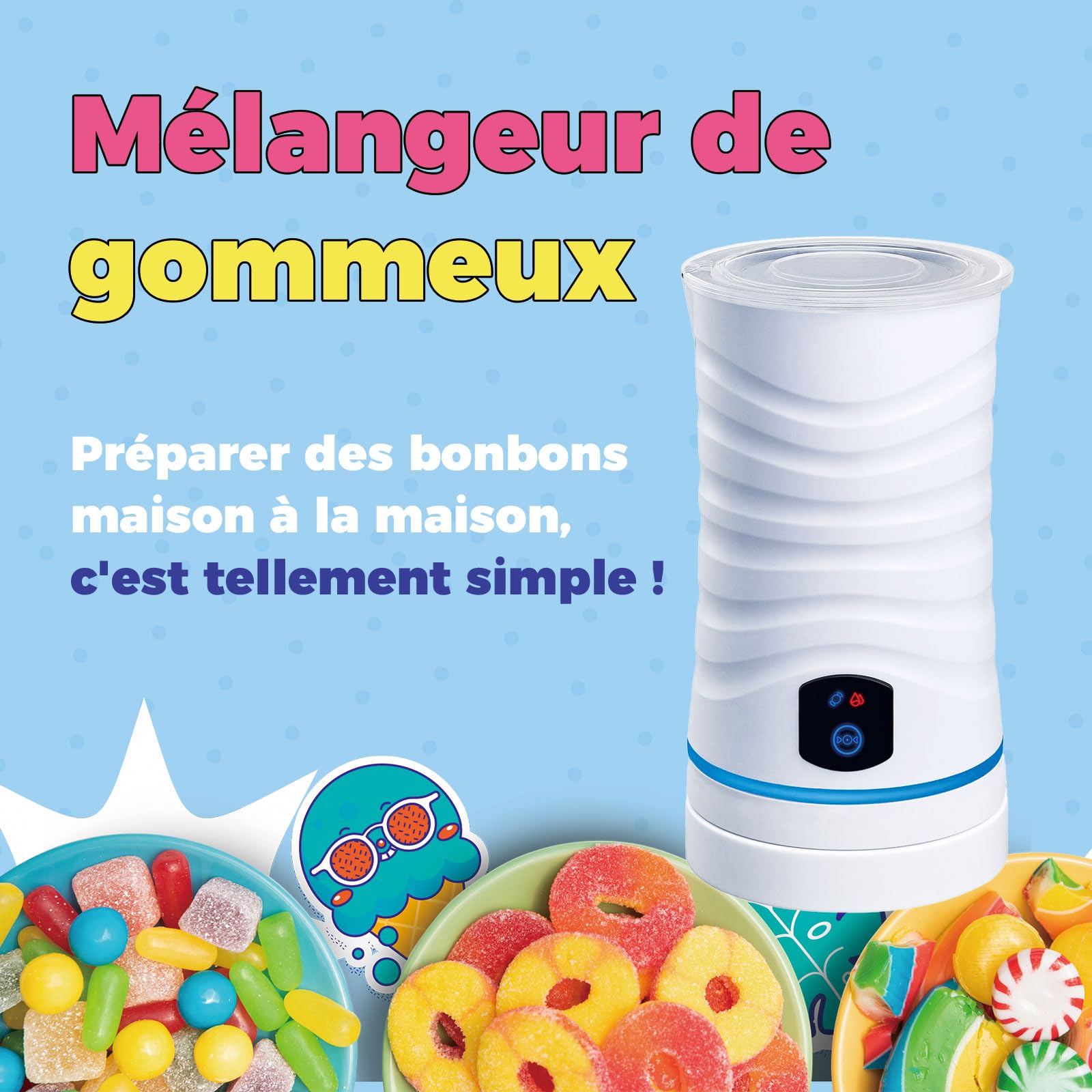 Mezclador para caramelos gelificados comestibles con infusión de caramelo gelificado, kit de fabricación de dulces gelificados, interior de acero inoxidable 304, mezclador de gummy