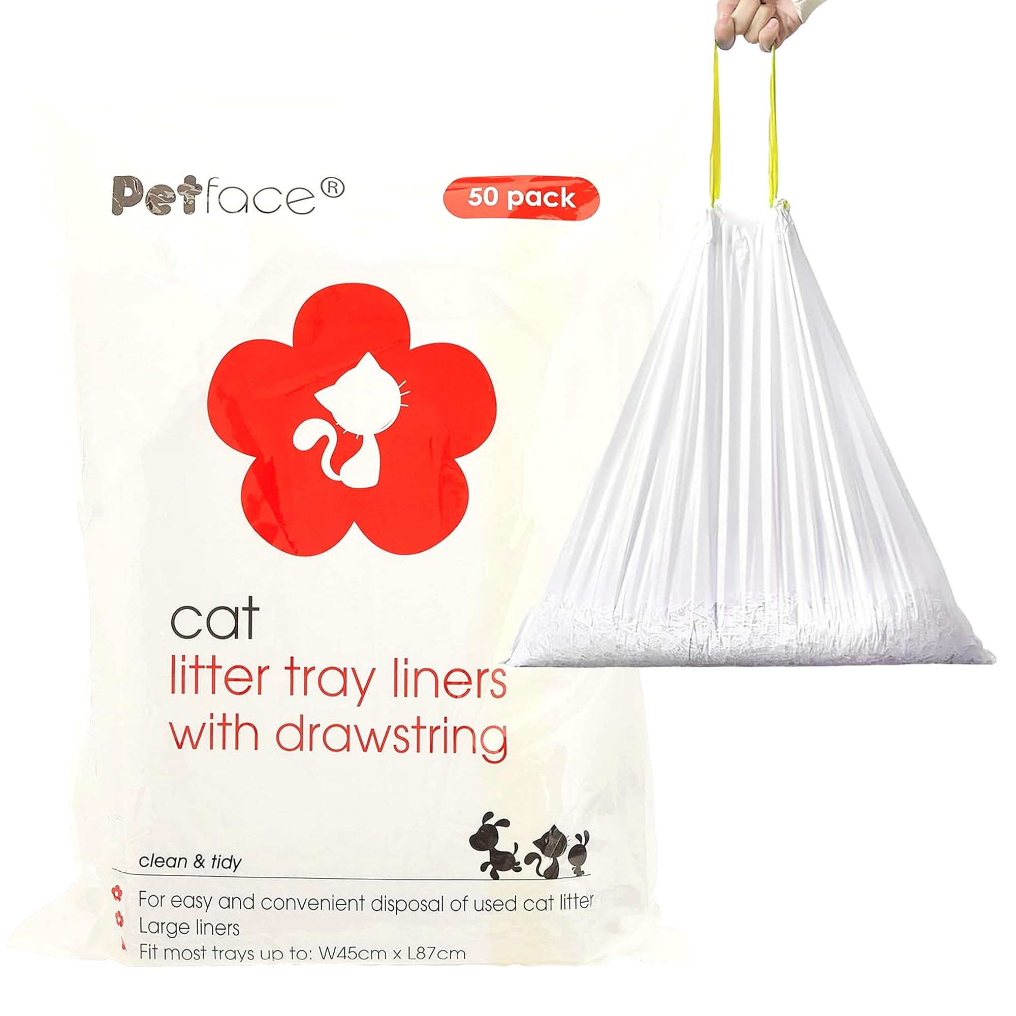 Petface Cat Litter Tray 50 count (Pack of 1), Drawstring Liners, 50 Large