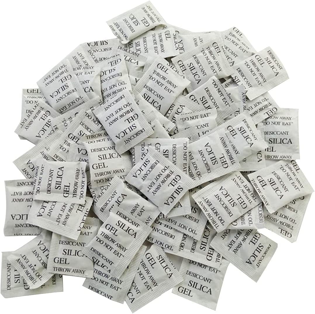 100 Paquetes Bolsas De Gel De SíLice Sachets Desecante Pequeño absorbente de humedad seguro para almacenamiento sin olor