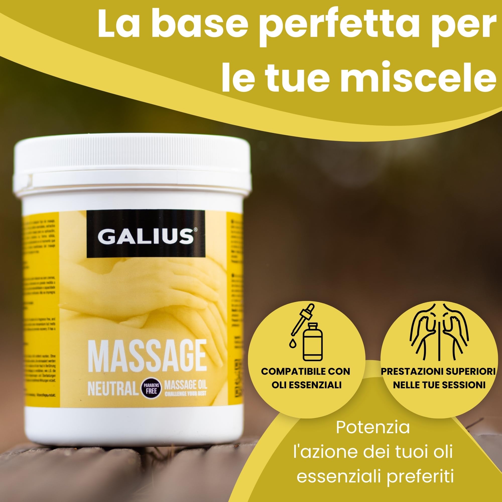 Galius - Olio Sólido Neutro - Olio Essenziale per Massaggi - Oli Essenziali di Lunga Durata e Stendibilità - Olio Corpo Antimacchia per Professionisti e Atleti