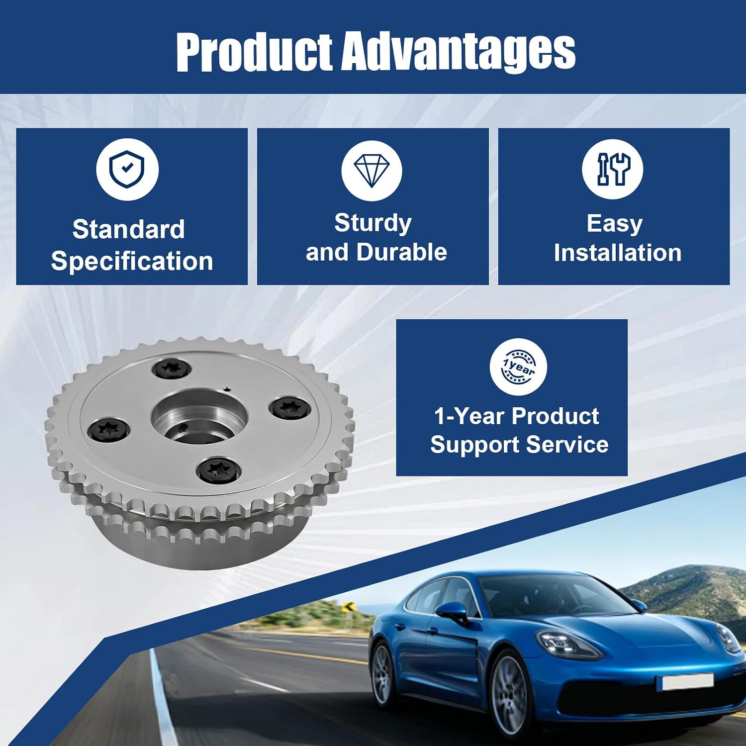 Variable Valve Timing VVT Sprocket Gear Camshaft Adjuster (Intake) Compatible with Porsche Panamera Macan Cayenne 718 911 2.0L 2.5L 3.0L 3.6L 3.8L 4.0L (2014-2022) 94610505175 0PB109083