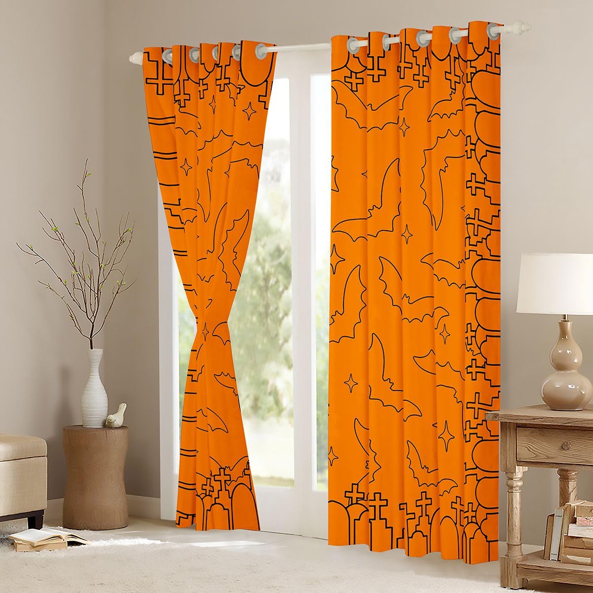 Homewish Zasłony zaciemniające z horroru 168 x 183 cm do salonu