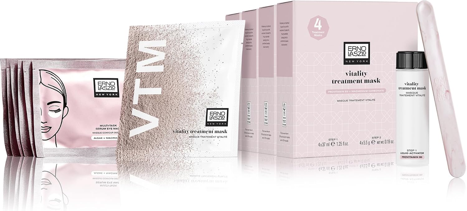 Erno Laszlo Vitality Treatment Mask 24-Pack & Multi-Task Eye Mask 6 Pairs | Two spa rituals in one set: a peel-off mask for plumper, brighter skin and hydrogel eye patches for depuffed eyes