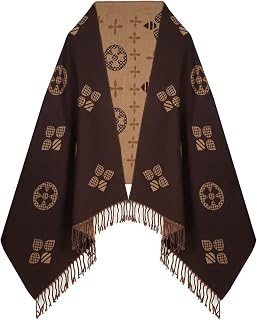Relang Scarfs for Women Pashmina Texture Silky Shawl Wrap for Evening Dressing Blanket Open Front Poncho Cape