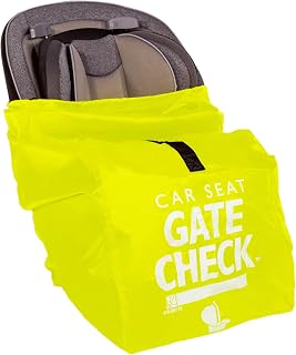 J.L. Childress Gate Check Bag for Car Seats - Travel Bag for Airplane - Includes AIRTAG Holder - Fits All Baby Car Seats, Infant Carriers & Child Booster Seats, Neon Yellow