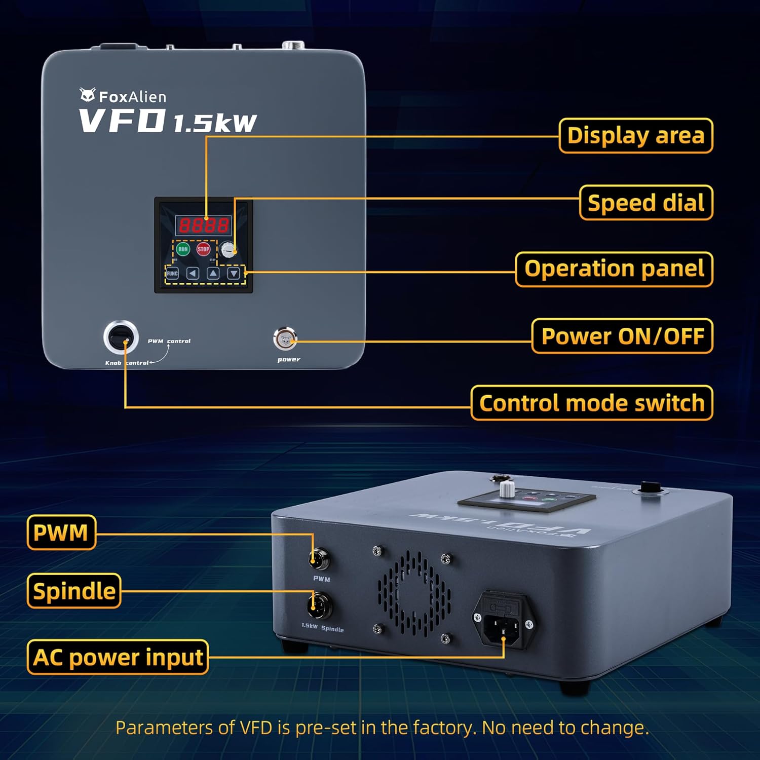 FoxAlien XE-PRO CNC Router Machine and 1.5kW VFD Spindle Upgrade Kit for Metal Wood Cutting