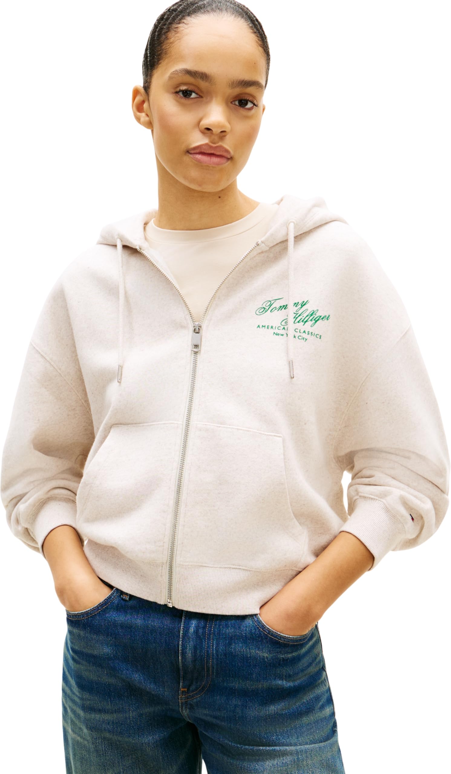 Tommy Hilfiger Mdrn Script Zip Terry Hoodie Ww0ww47845 Sudadera con Capucha y Cremallera Mujer (Pack de 1)