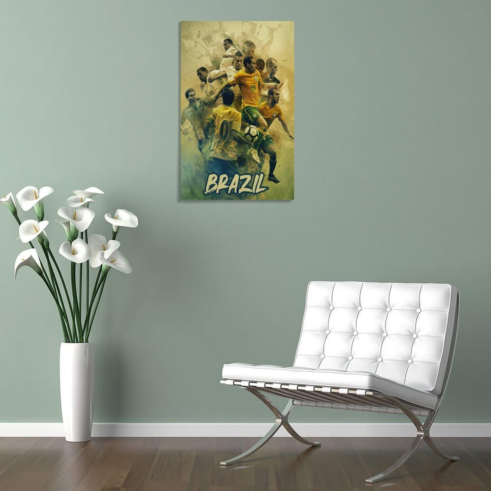 UTGN Poster della squadra di calcio del Brasile, su tela, vivace, decorazione artistica da parete per soggiorno e camera da letto, 40 x 60 cm