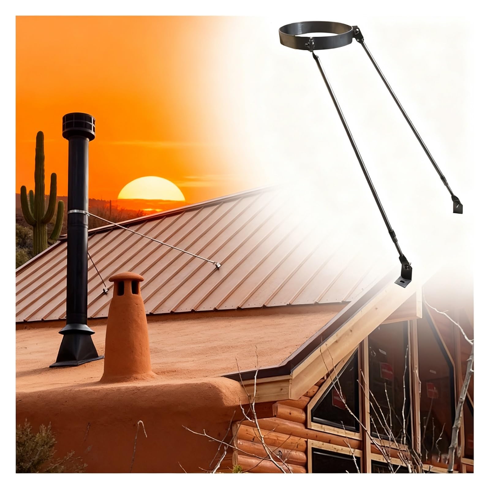 JYHHGDS Stainless Steel Roof Bracket Kit for Chimney Stove Pipe - Supports 10", 8-11/16", 7-7/8", 5-9/16", 4-15/16" - Stable Wall Pipe Brace, Hoop Diameter 7 1/16" (180mm)