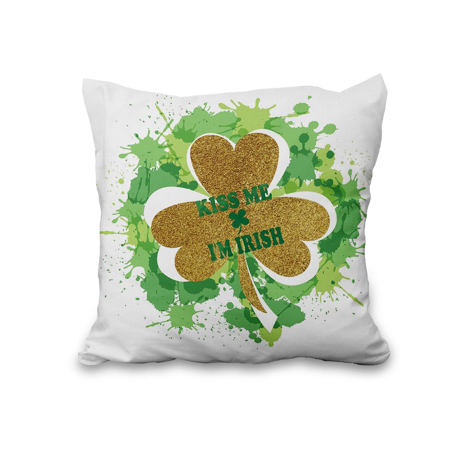 Aoihrraan 51x51cm Confezione da 4 St Patrick'S Day Fodere Per Cuscini Cappello Da Folletto Birra Oro Foglia Di Trifoglio Quadrata Copricuscini Divano In Lino San Patrizio Salotto Giardino Divano