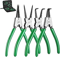 SK 4-Piece Snap Ring Pliers Set, 7-Inch Internal/External Circlip Pliers with Straight/Bent Jaw, 0.07'' Tip Diameter, Premium CR-V Steel, with Zipper Pouch
