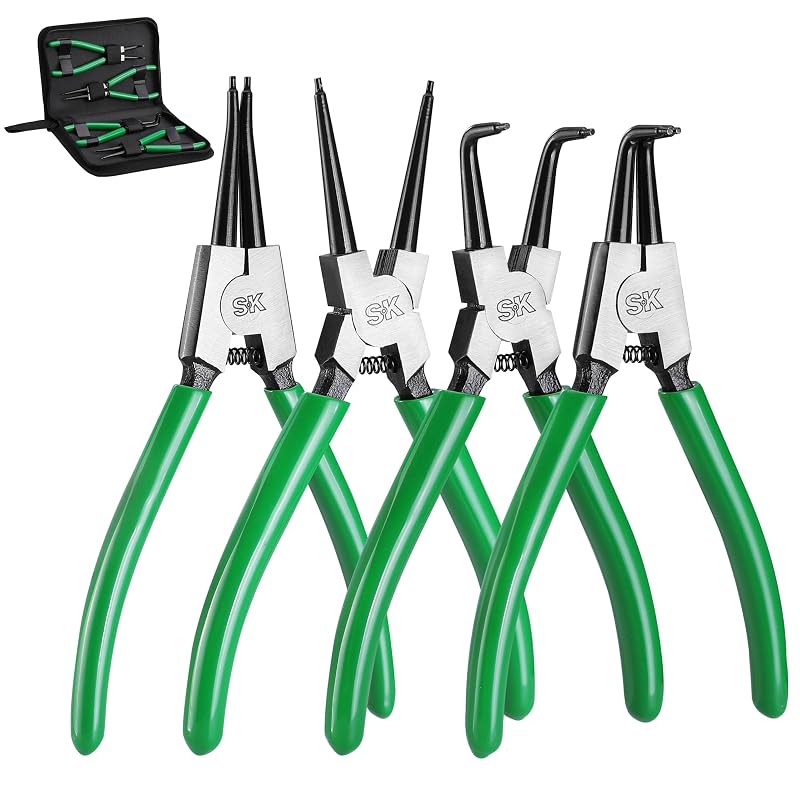 Kit de Alicates para Anéis de Retenção SK com 4 Peças, 17,8 cm, Internos e Externos