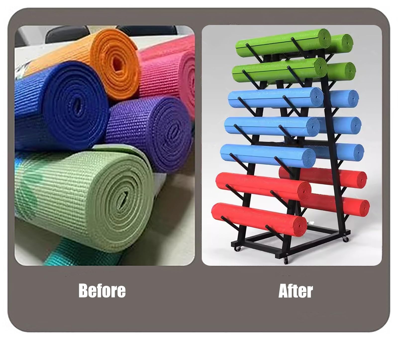 Supporto portaoggetti per Palestra Domestica, Mobile, di Grande capacità, per tappetini da Yoga, Organizer per Allenamento in Palestra Domestica, Supporto espositivo in a（Black-5 Tier）