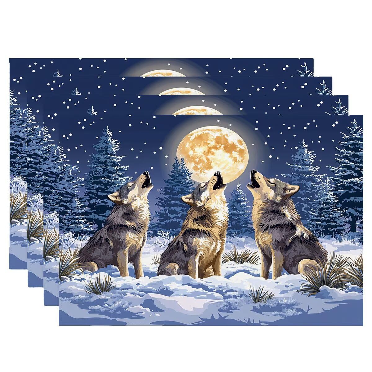 Sets de table loup pour decoration fete a la ferme ambiance nature et mystique