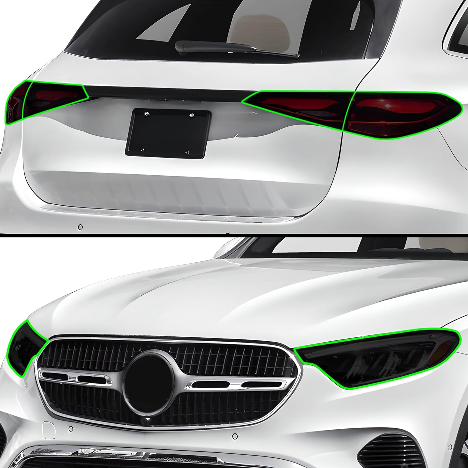 BOGAR TECH DESIGNS Full Headlight Taillight Tint Kit Compatible with Mercedes-Benz GLC 2023-2025, Dark Smoke