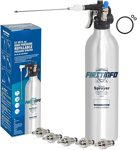 Miniatura 11 de FIRSTINFO A1638 (3ª Gen) Pulverizador de aerosol recargable patentado, ligero, presión máxima 140psi / 620ml, bote de aluminio engrosado