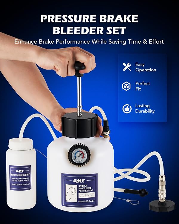 Orion Motor Tech Pressure Bleeder, 2.5L Pressure Brake Bleeder Set with 49.5mm Adapter, 2.6qt Manual Power Brake Bleeder with 500mL Brake Bleeder Bottle Compatible with GM Models Chevrolet Chrysler by Orion Motor Tech - Image 3
