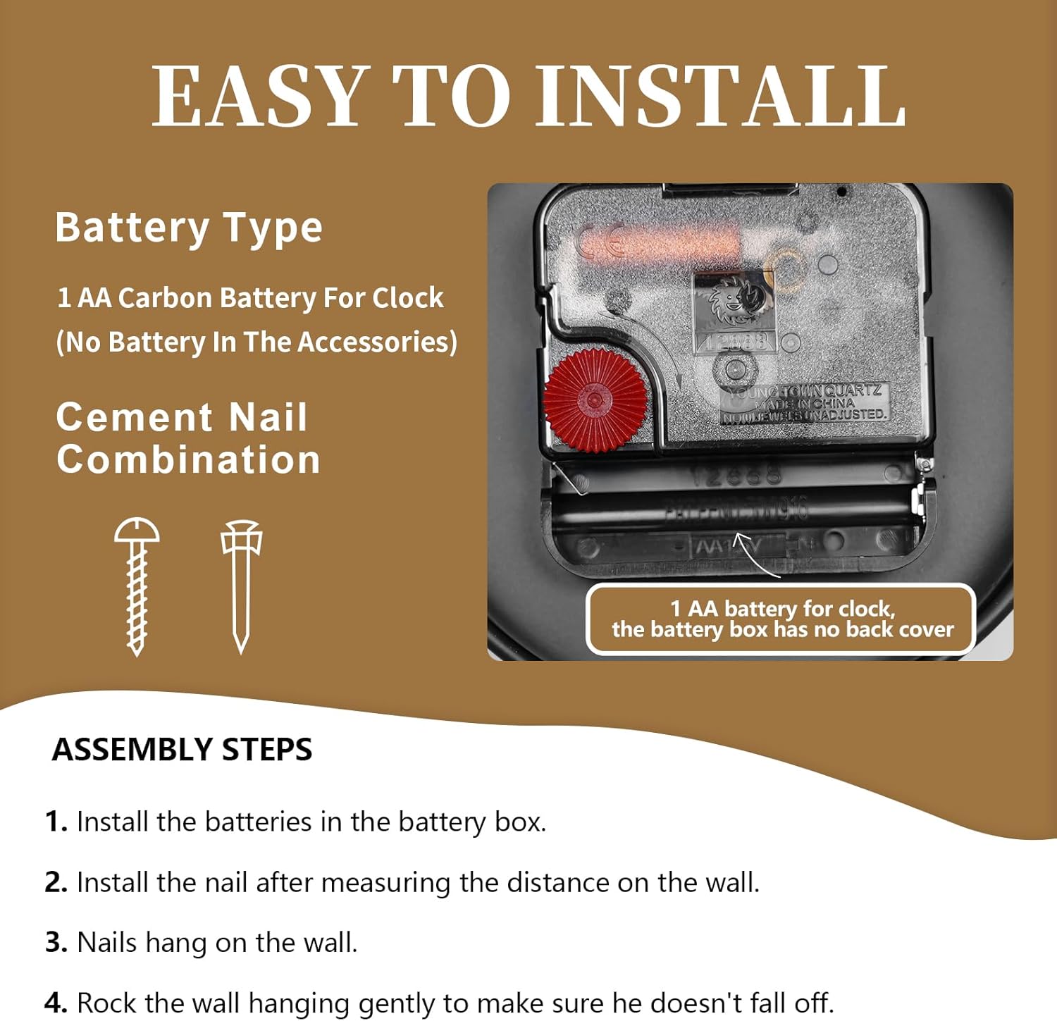 World Map Wall Clock 24 Inch & Larger - Large Round Metal & Wood Decorative Clock, Silent Battery Operated for Living Room, Office, Kitchen & Dining Room Wall Decor