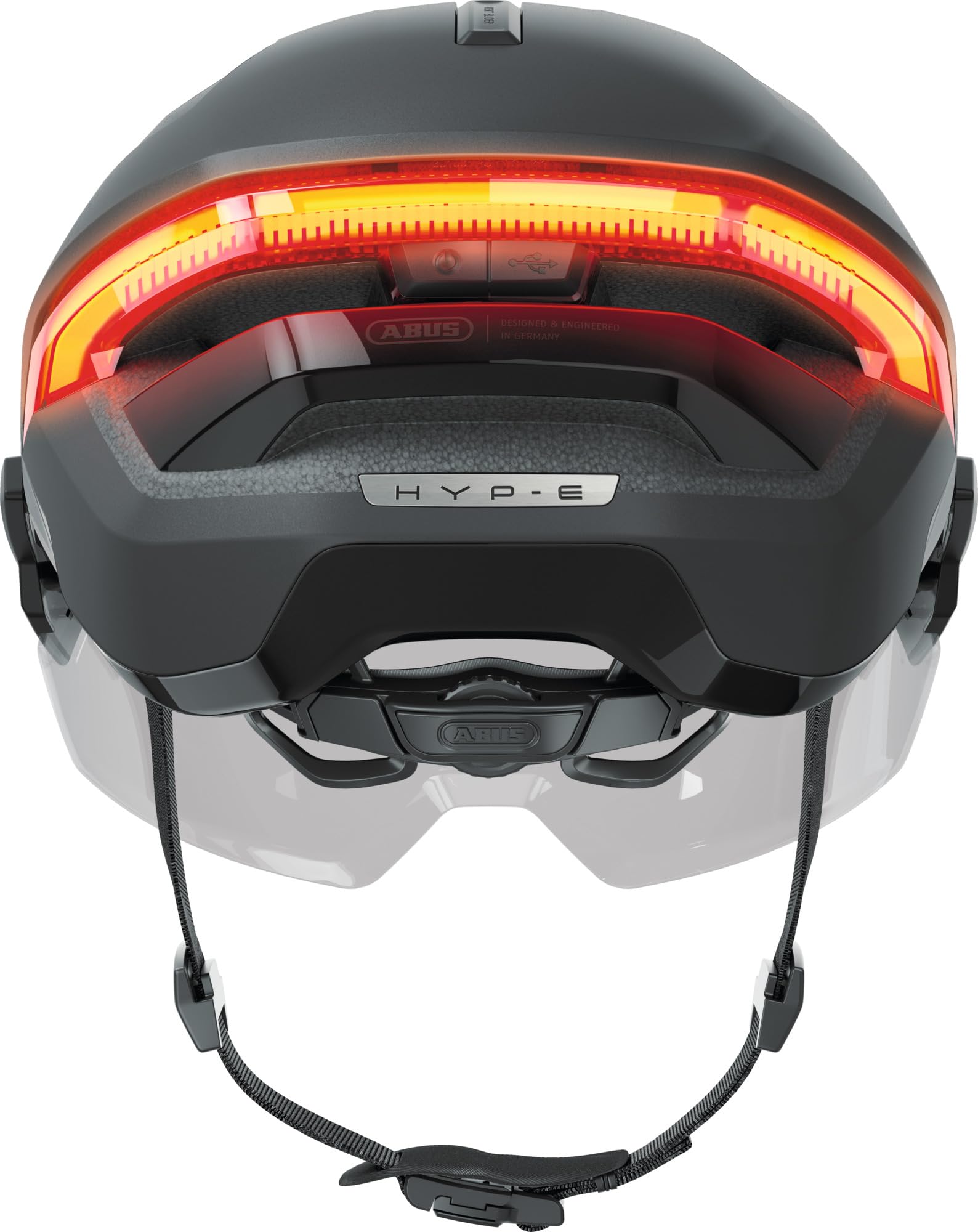 ABUS HYP-E Ace Bike Helmet - with Front Light, Rear Light and Indicator Light - with Visor and Earmuffs - Also Suitable for e-Bikes and S-Pedelecs - for Men and Women - Size S, Silver