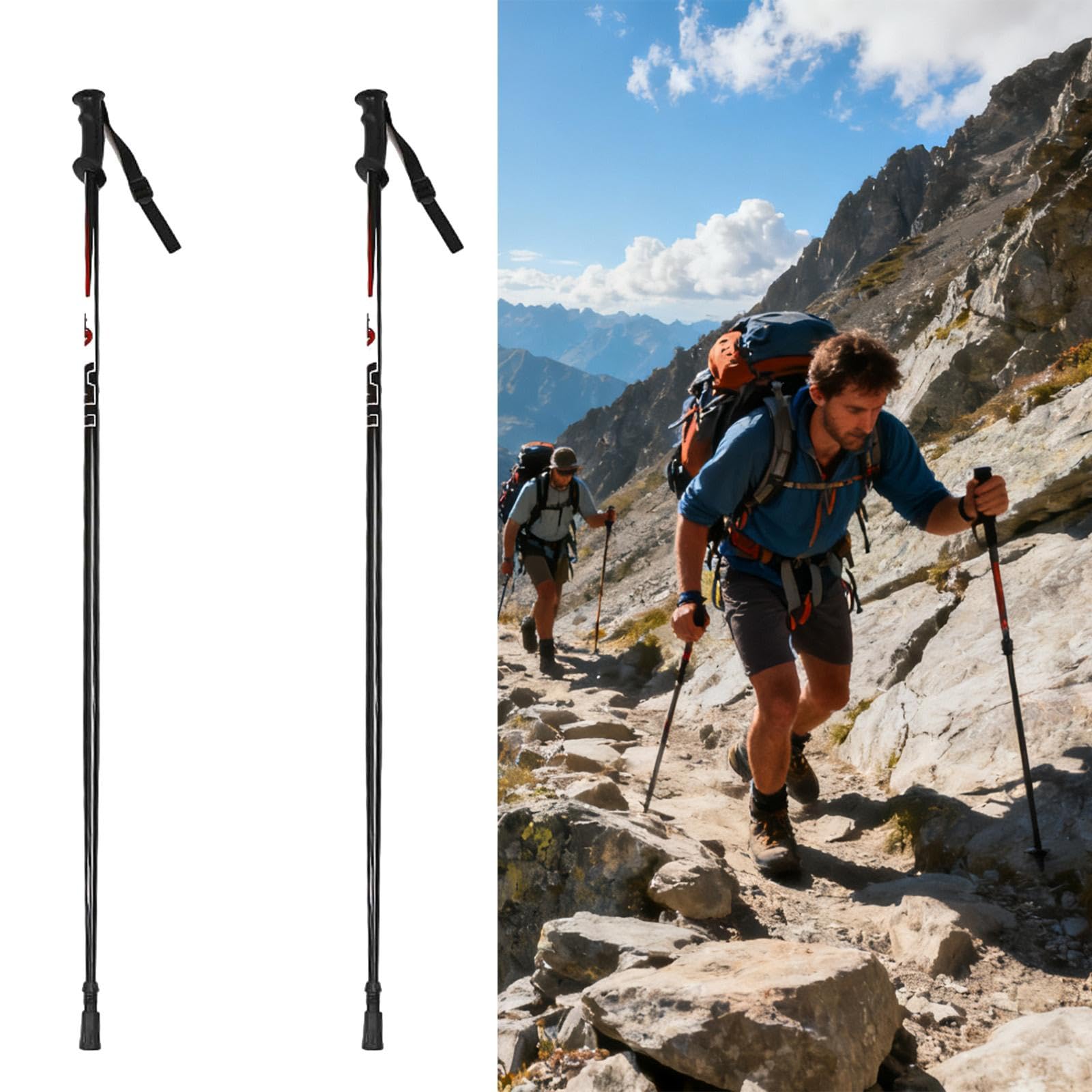 Bâtons de Ski Portables, Poignée Confortable, pour Hommes et Femmes, en Alliage D'aluminium, Légers, pour Le Ski et Le Snowboard de Compétition