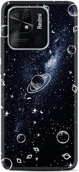 Kılıfland Xiaomi Poco C40 ile Uyumlu Kılıf, Silikon, Platinium Series, Galaksi Desenli, Siyah