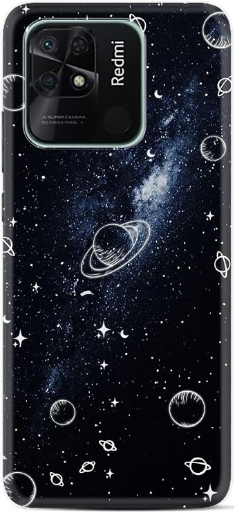 Kılıfland Xiaomi Poco C40 ile Uyumlu Kılıf, Silikon, Platinium Series, Galaksi Desenli, Siyah